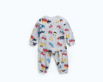 Baby 2pcs Cartoon Graphic Soft Cotton Shirt Combo Pants Sets Tracksuit (Color: Grey, Size/Age: 80 (9-12M))