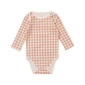Baby Plaid Pattern Envelope Collar Design Triangle Onesies (Color: orange, Size/Age: 80 (9-12M))
