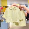 Baby Dot Pattern Single Breasted Design Lapel Shirt Combo Pants Sets Home Clothes