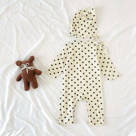 Baby Dot And Bear Pattern Long Sleeve Soft Cotton Jumpsuit (Color: black, Size/Age: 90 (12-24M))