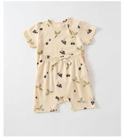Baby Printed Pattern Round Collar With Button Short-Sleeved Top Combo Shorts Soft Sets (Color: black, Size/Age: 100 (2-3Y))