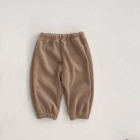 Baby Solid Color Fleece Thermal Lantern Pants In Autumn Winter (Color: brown, Size/Age: 73 (6-9M))