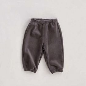 Baby Solid Color Fleece Thermal Lantern Pants In Autumn Winter (Color: Coffee, Size/Age: 73 (6-9M))