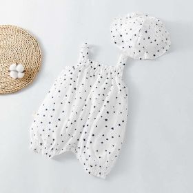 Baby Printed Pattern Sleeveless Rompers With Hat In Summer (Color: White, Size/Age: 66 (3-6M))