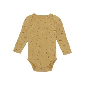 Baby Floral & Animals Graphic Envelope Collar Or Side Opening Design Bodysuit (Color: Light Yellow, Size/Age: 80 (9-12M))