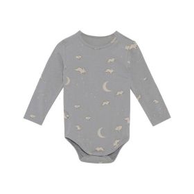 Baby Floral & Animals Graphic Envelope Collar Or Side Opening Design Bodysuit (Color: Blue, Size/Age: 80 (9-12M))
