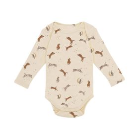 Baby Floral & Animals Graphic Envelope Collar Or Side Opening Design Bodysuit (Color: Apricot, Size/Age: 73 (6-9M))