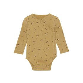 Baby Floral & Animals Graphic Envelope Collar Or Side Opening Design Bodysuit (Color: yellow, Size/Age: 73 (6-9M))