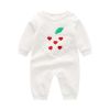 Baby Girl Solid Color Lace Heart Patchwork Design Long-Sleeved Rompers