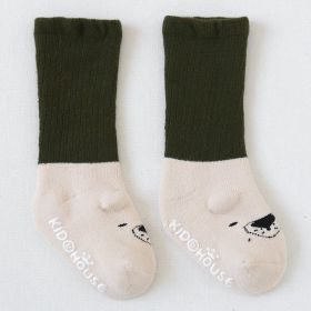 Thick Terry Baby Middle Tube Stereoscopic Anti-skid Floor Socks (Option: Khaki-M)