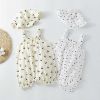 Baby Printed Pattern Sleeveless Rompers With Hat In Summer