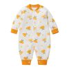 Baby Cartoon Pattern Button Front Design Long Sleeves Cotton Romper