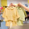 Baby Dot Pattern Single Breasted Design Lapel Shirt Combo Pants Sets Home Clothes