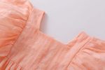 Baby Girl Solid Color Square Collar Design Short-Sleeved Onesies With Headband In Summer Outside Wearing