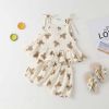 Baby Girl Small-Bear Cartoon Pattern Flounce Design Sleeveless 1-Pieces Set