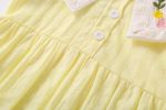 Baby Girl Floral Embroidery Design Solid Color Summer Short-Sleeved Onesies In Summer Outside Wearing