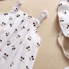 Baby Girls Cherry Print Pattern Sleeveless Rompers With Hat In Summer