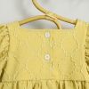 Baby Girls Embroidery Design Solid Color Square Collar Puff Sleeves Onesies In Summer