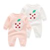 Baby Girl Solid Color Lace Heart Patchwork Design Long-Sleeved Rompers