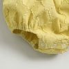 Baby Girls Embroidery Design Solid Color Square Collar Puff Sleeves Onesies In Summer