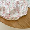 Baby Girl Floral Print Short-Sleeved Round Collar Onesies