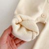 Baby Solid Color Full Button Design Knit Long Sleeve Jumpsuits