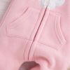 Baby Cartoon Cloud Pattern Zipper Front Solid Color Fleece Rompers With Hat