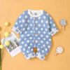 Baby Boy And Girl 1pcs Polka Dot Pattern Button Front Knitted Rompers
