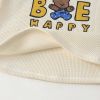 Baby Cartoon Bear & Slogan Pattern Waffle Fabric Tops Combo Solid Shorts 1-Piece Sets