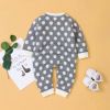 Baby Boy And Girl 1pcs Polka Dot Pattern Button Front Knitted Rompers