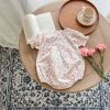 Baby Girl Floral Print Short-Sleeved Round Collar Onesies