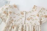 Baby Girl Floral Print Square Collar Short-Sleeved Onesies