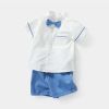 Baby Boy Solid Color Single Breasted Design Bow Tie Shirt Combo Shorts College Style Sets