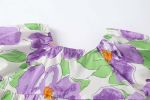 Baby Girls Floral Print Puff Sleeves Design Square Collar Onesies Dress In Summer With Hat