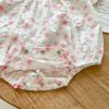 Baby Girl Floral Print Short-Sleeved Round Collar Onesies