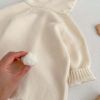 Baby Solid Color Full Button Design Knit Long Sleeve Jumpsuits