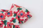 Baby Girl Floral Print Square Collar Short-Sleeved Onesies