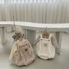 Baby Solid Color Bear Patched Design Plush Strap Sleeveless Onesies