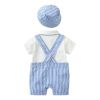 Baby Boy Lapel Solid Bodysuit Combo Striped Graphic Crotch Overall Sets