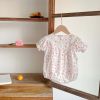 Baby Girl Floral Print Short-Sleeved Round Collar Onesies
