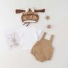 Baby Kids Puppy Print Pattern Short Sleeves With Straps Onesies In Set With Hat Of Puppy Shape