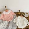 Baby Girl Solid Color Onesies With Cardigan In Summer