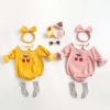 Baby Girl 1pcs Cherry & Slogan Pattern Doll Neck Longsleeve Onesies