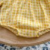Baby Girl Yellow Plaid Pattern Ruffle Lapel Design Bodysuit