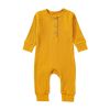 Baby Boy And Girl Solid Color Quarter Button Design Jumpsuit