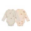 Baby Print Pattern Side Button Design Long Sleeve Comfy Onesies