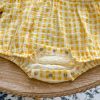Baby Girl Yellow Plaid Pattern Ruffle Lapel Design Bodysuit