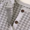 Baby Embroidered Pattern Single Breasted Design Longsleeve Knitted Romper