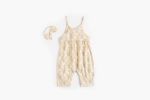 Baby Girl Floral Print Pattern Backless Design Sleeveless Rompers With Handband