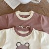 Baby Girl Cartoon Bear Print Pattern Long Sleeve Triangle Bodysuit